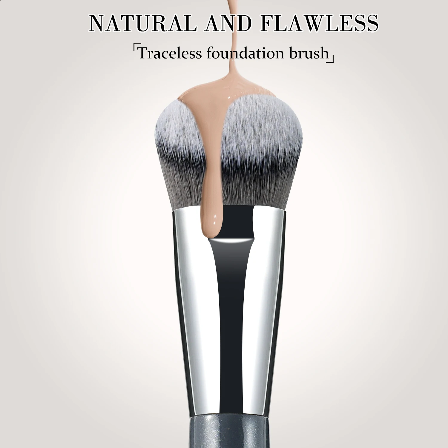 Custom Luxury Professional Grey Wood Handle Vegan Makeup Brushes Hight Quality Synthetic Hair Travel Make Up Brush Set With Bag