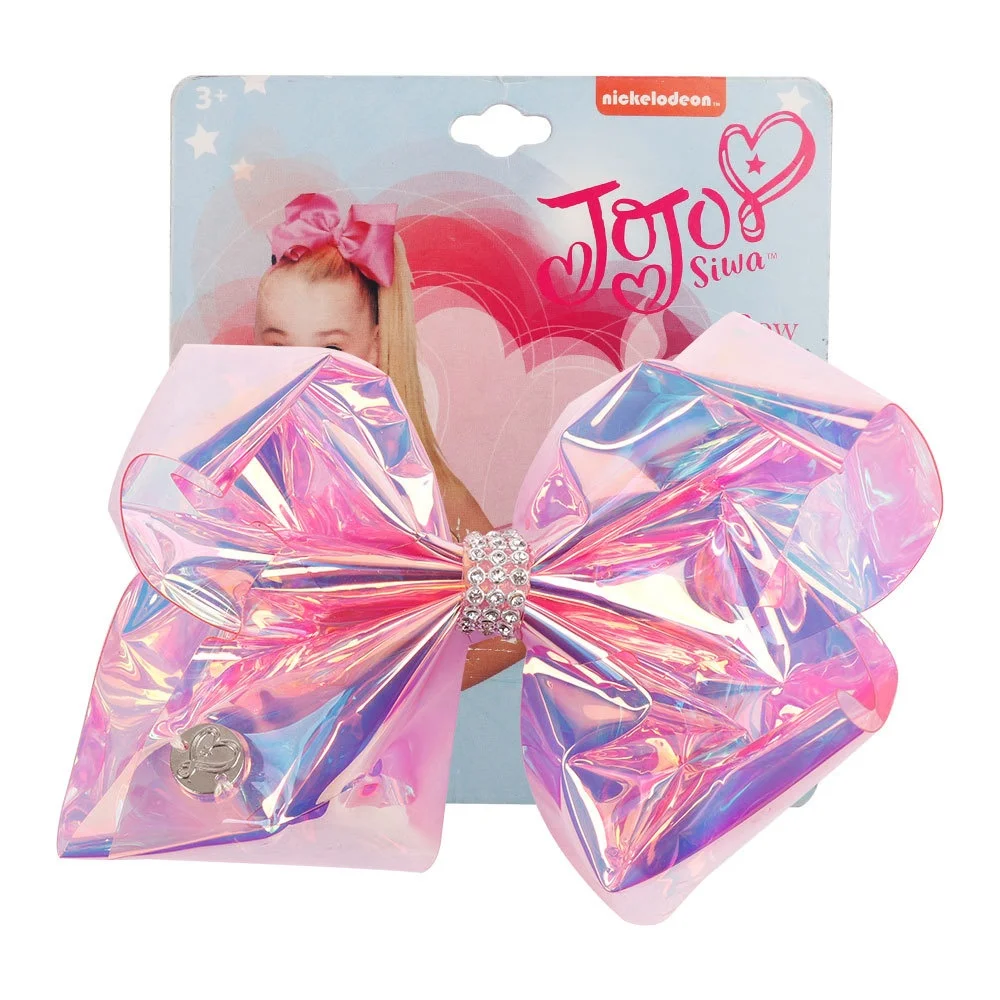 Hot Sale New Design Rhinestone Colourful Clear JOJO Hair Bow Clip For Kids Hair Accessories