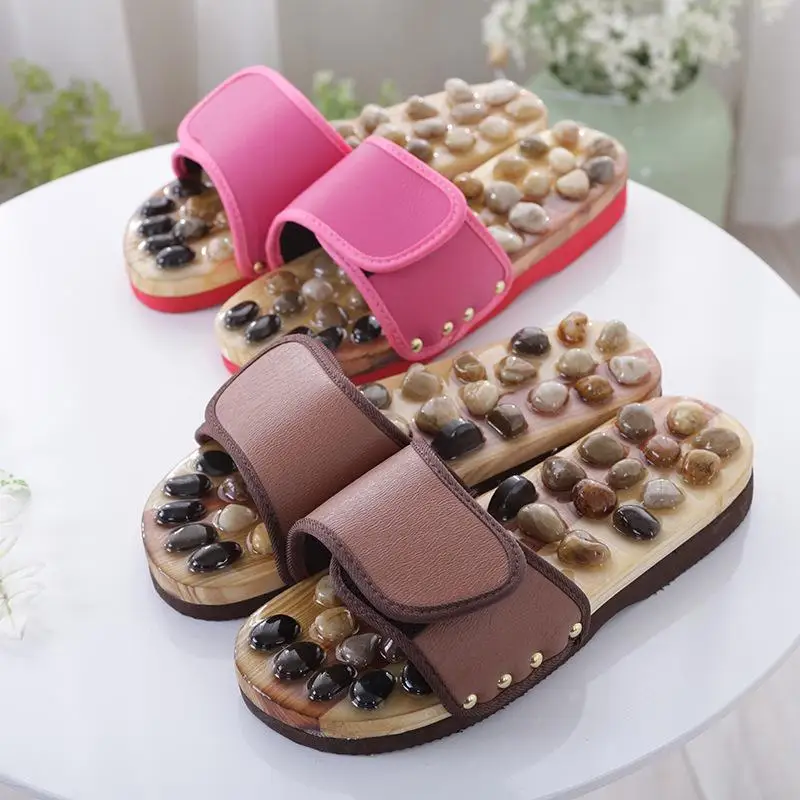 Natural Gravel Acupressure Slippers Health treatment of body criticism agate stone pebble stone slipper japan massage slippers