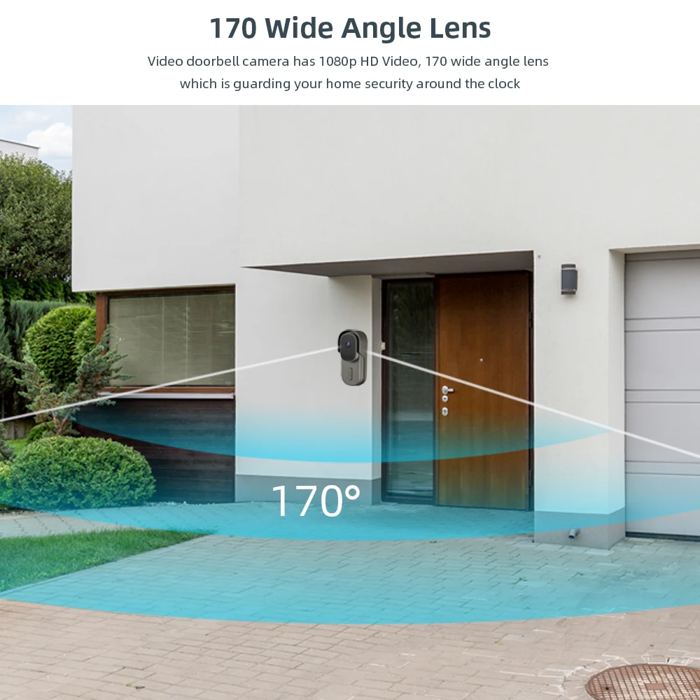 Ring You Anytime When Visitor Comes 1080P Smart Tuya WiFi Video Doorbell Camera with 170 Wide Angle Lens and PIR Motion Alarm
