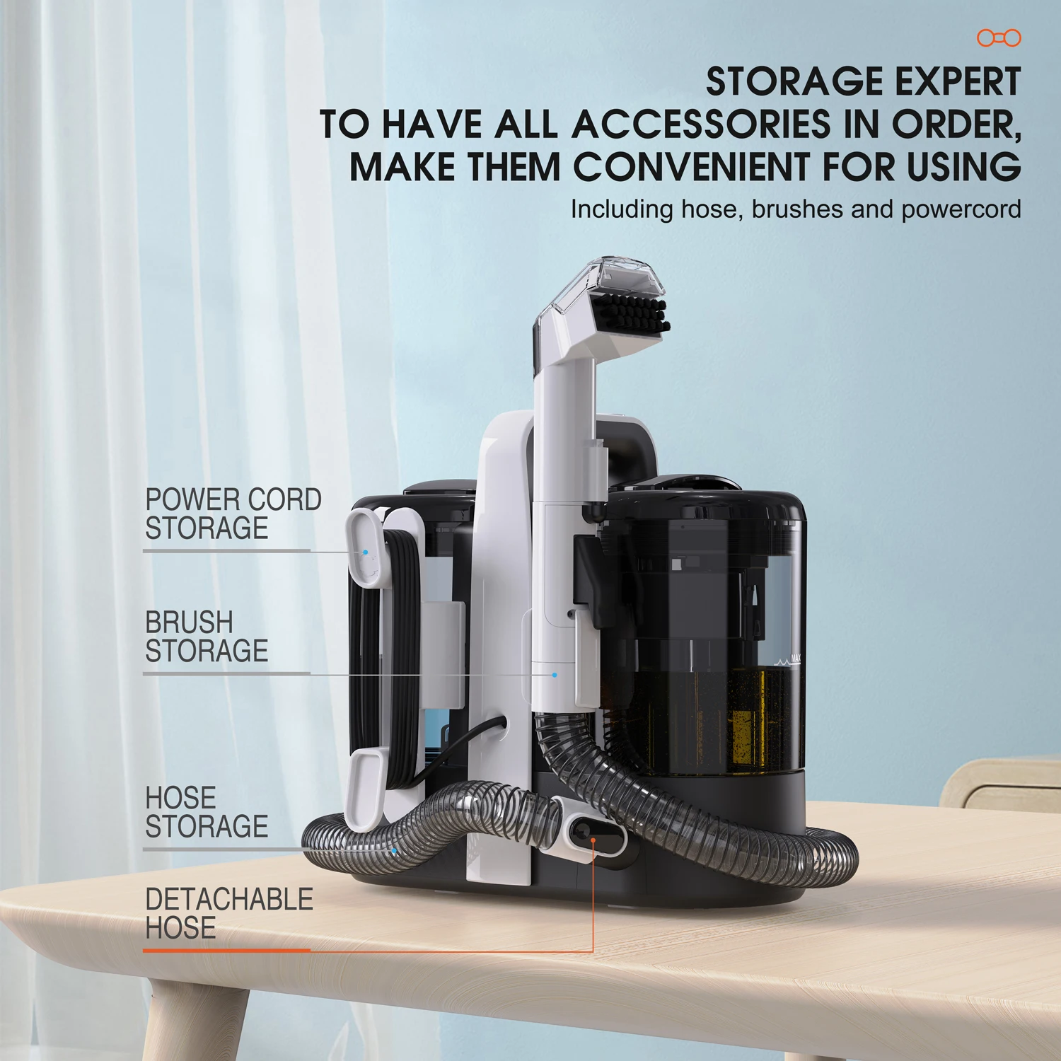 Portable Carpet Cleaner Spot Cleaner 450W Powerful Suction Pet Stain Remover Fabric Cleaning Machine Sofa Washing Vacuum Cleaner