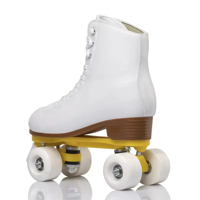 New premium leather professional roller skate rental quad rink rental skates with 2 color 32-49 size