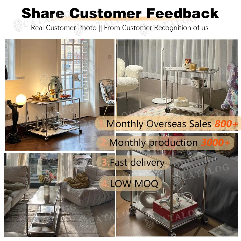 Modular Furniture Mini Coffee Bar Mobile Cart Rock Movable Adjustable Multi-layer Center Coffee Table With Wheel