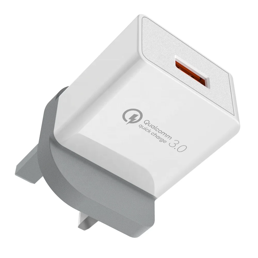 Quick Charge 3.0 18W USB Wall Charger US UK EU plug Compatible Samsung Galaxy Note8 LG G6 / V30 and More Qualcomm Certified