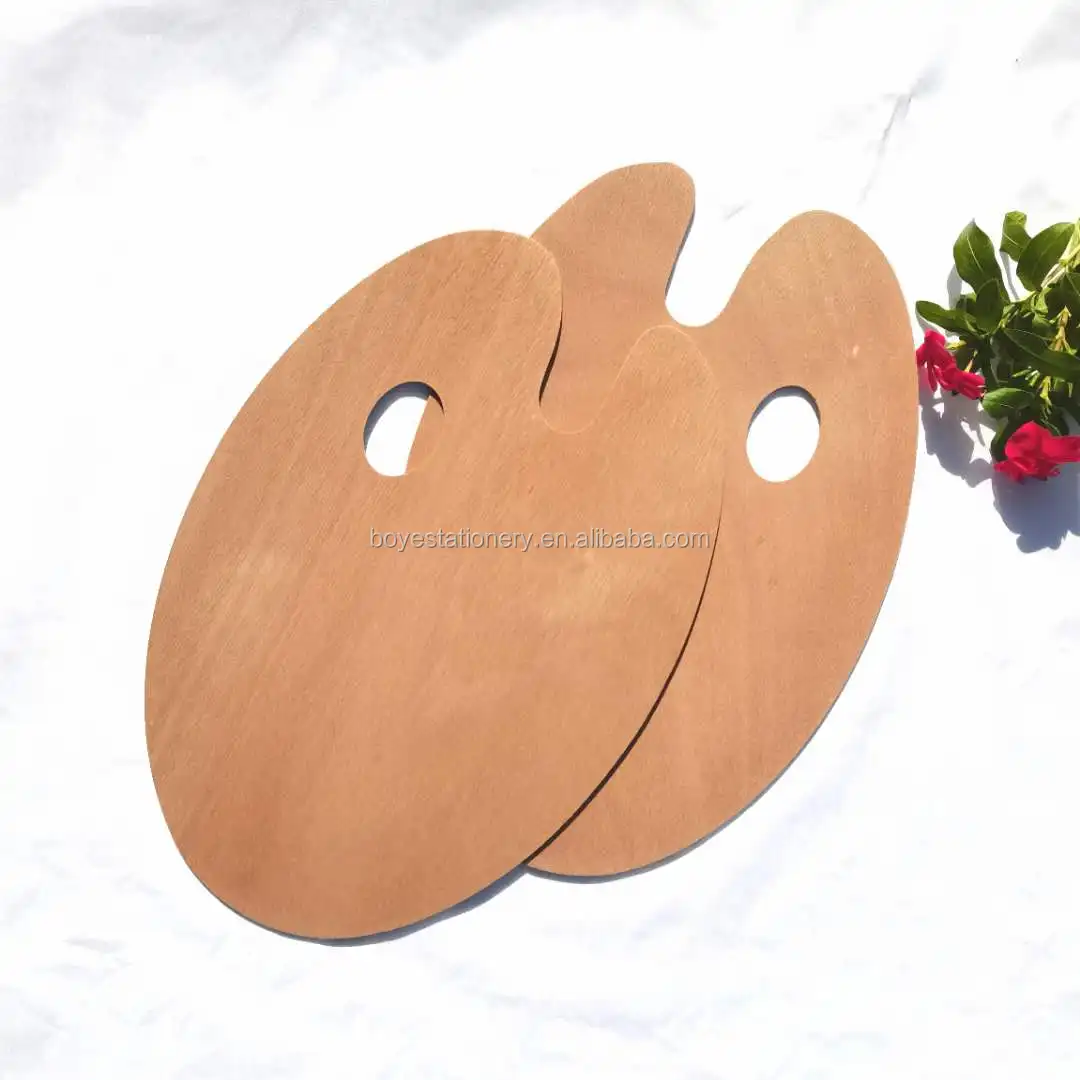 High quality art supplies children painting board mixed wooden palette for artistic kids beech wood painting palette