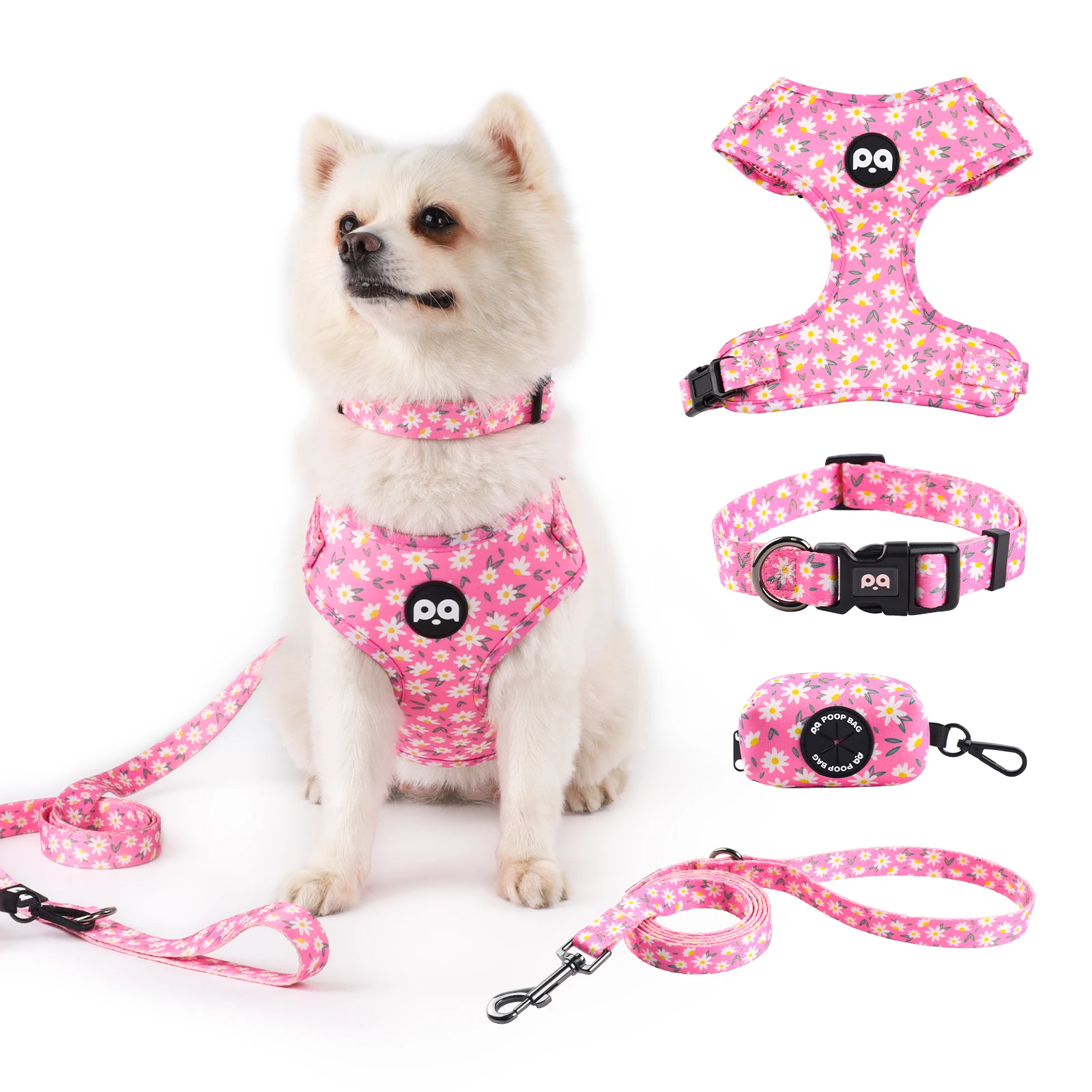 OEM Pet Accessories Mesh Dog Harnesses Set Comfortable Puppy Chest Print Pattern Dog Harness And Leash Set / Harnais pour chiens
