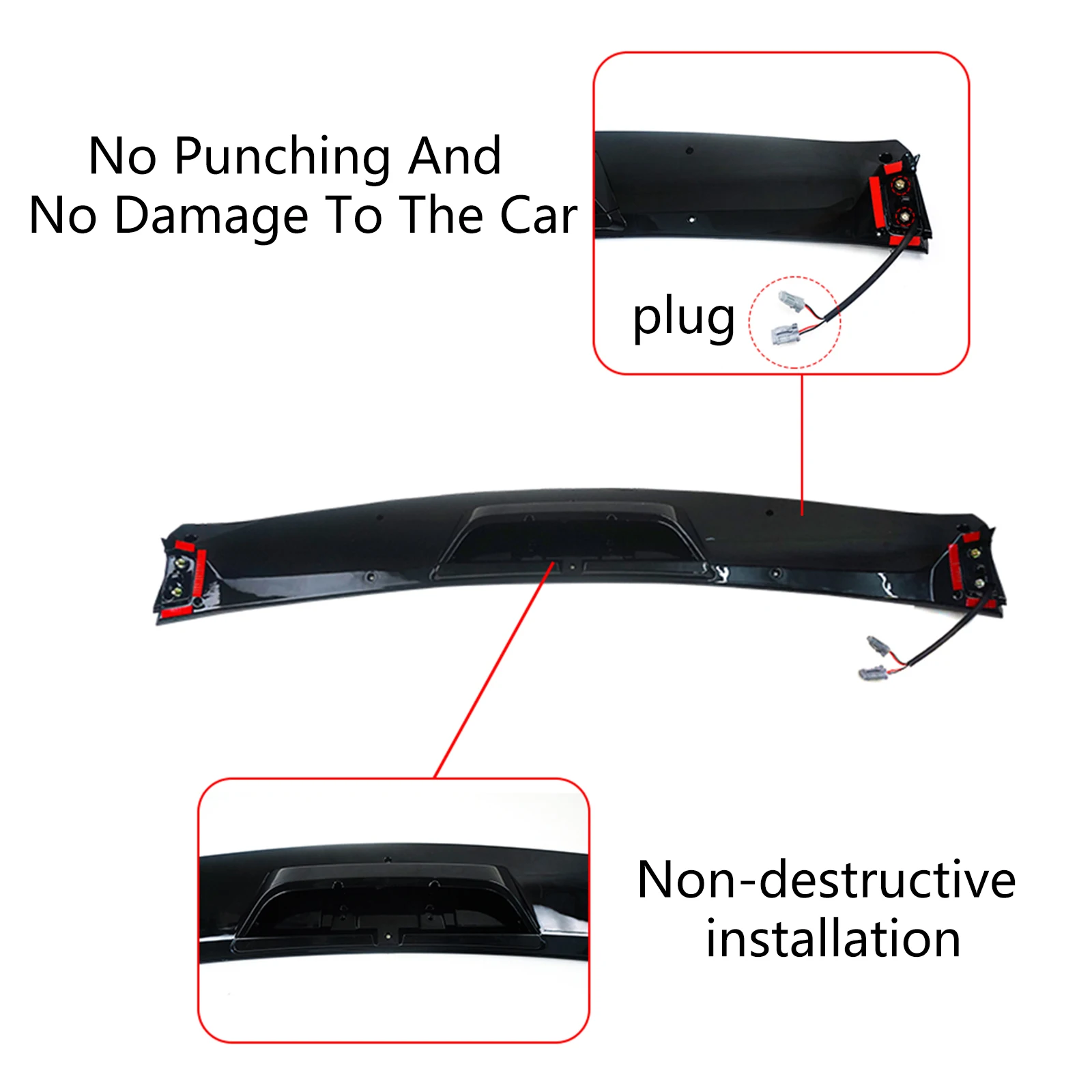 LED Middle Tail Lights Brake Spoiler Rear Lamps For Honda Civic 2016-2021 Type R