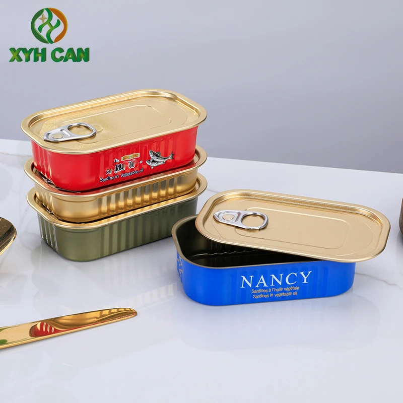 Small capacity Oval multi-color printed  tin can aluminum can for sardines Packaging Metal box