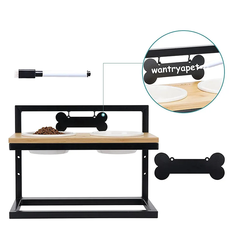 Самая популярная керамическая миска для собак с рамой из нержавеющей стали, поднимающаяся миска для собак