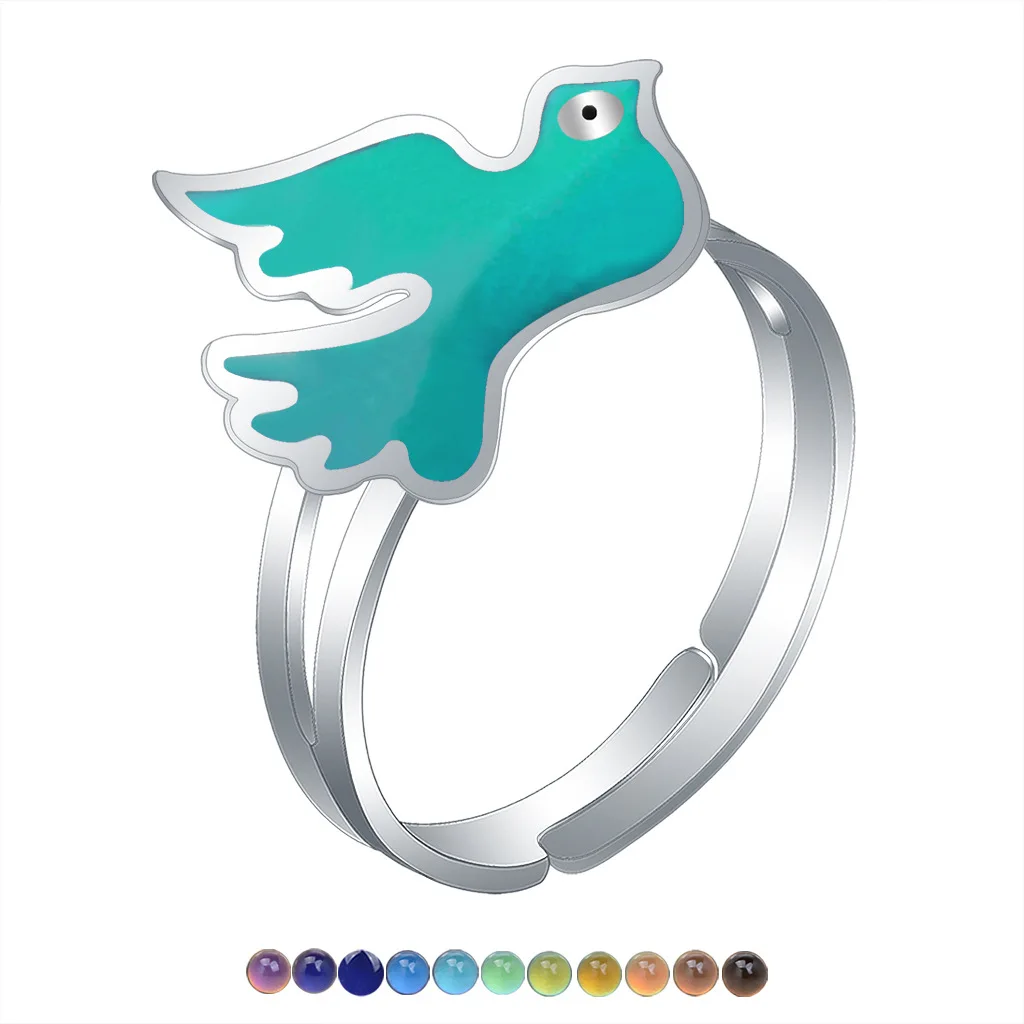 temperature sensor ring temperature control color change women children ring animal metal children rings