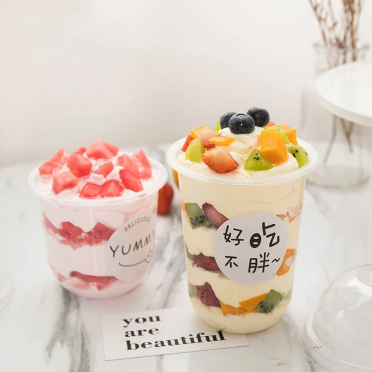 Disposable Plastic Cups Clear Transparent Food Container Jelly Pet Yogurt Cake Mousses Dessert