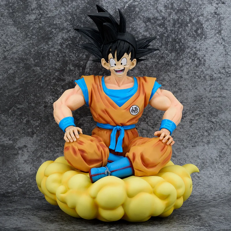 38cm PVC Son Goku Super Saiyan Anime Figure Hot sale Goku Sitting Position Kid Toy Collection Model Animation Source from Japan