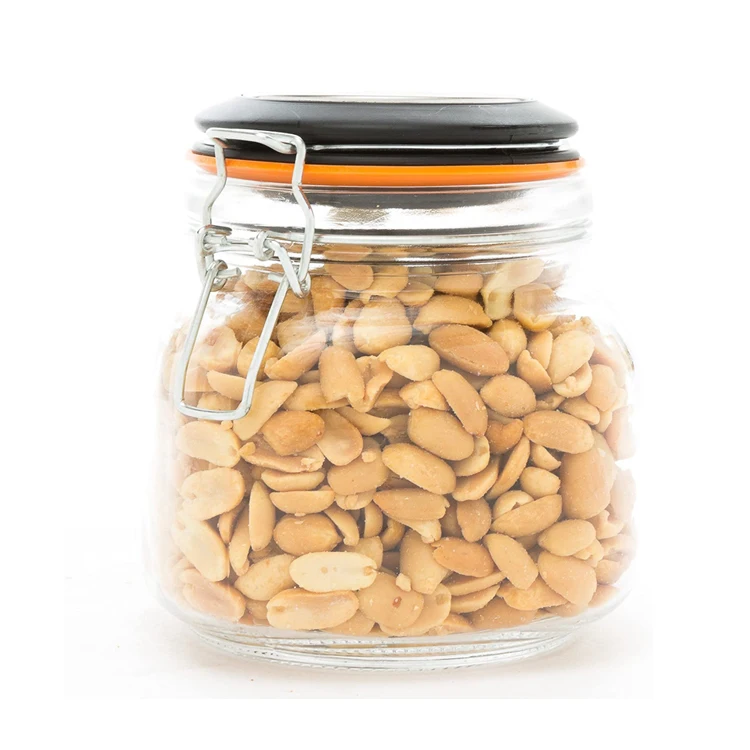 Clear Glass Kitchen Canisters and Canning Jars with Airtight Bail & Trigger Hermetic Seal Black Lids
