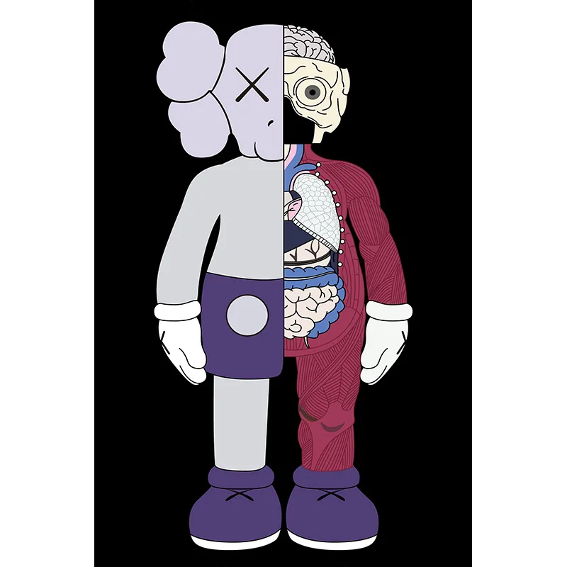Моющийся нескользящий ковер kaws машинного плетения модный
