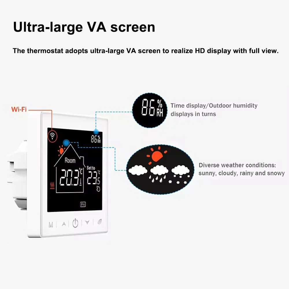 Msthermic Smart Phone Remote Control WiFi Programmable Ultra Large VA Screen Electric Heating Modbus Temp Controller Thermostat