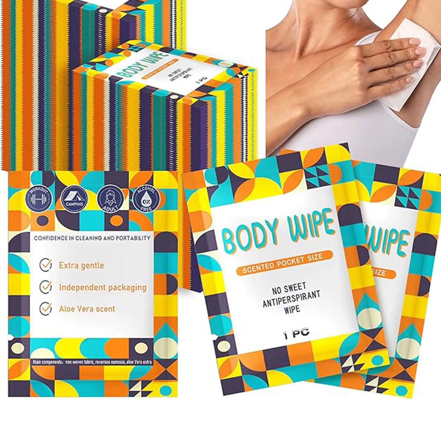 Individually Wrapped Body Wipes for Travel Facial Cleansing Wipes Aloe Natural Hand Face Both Cleaning Wipes for Adults