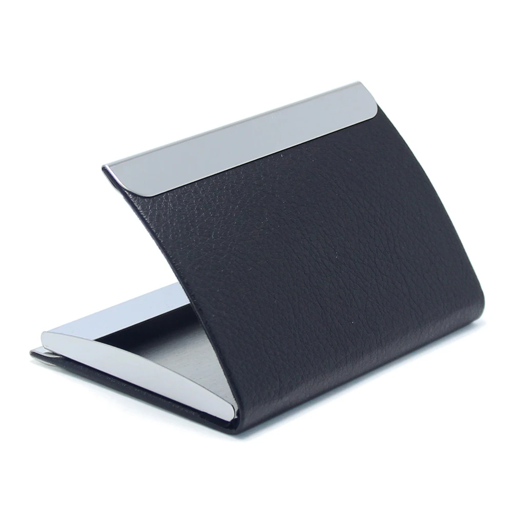 
PU Leather Stainless Steel Card Wallet Case Box Cardholder Magnet Metal Purse Men Women Business Name ID Bank Credit Card Case 