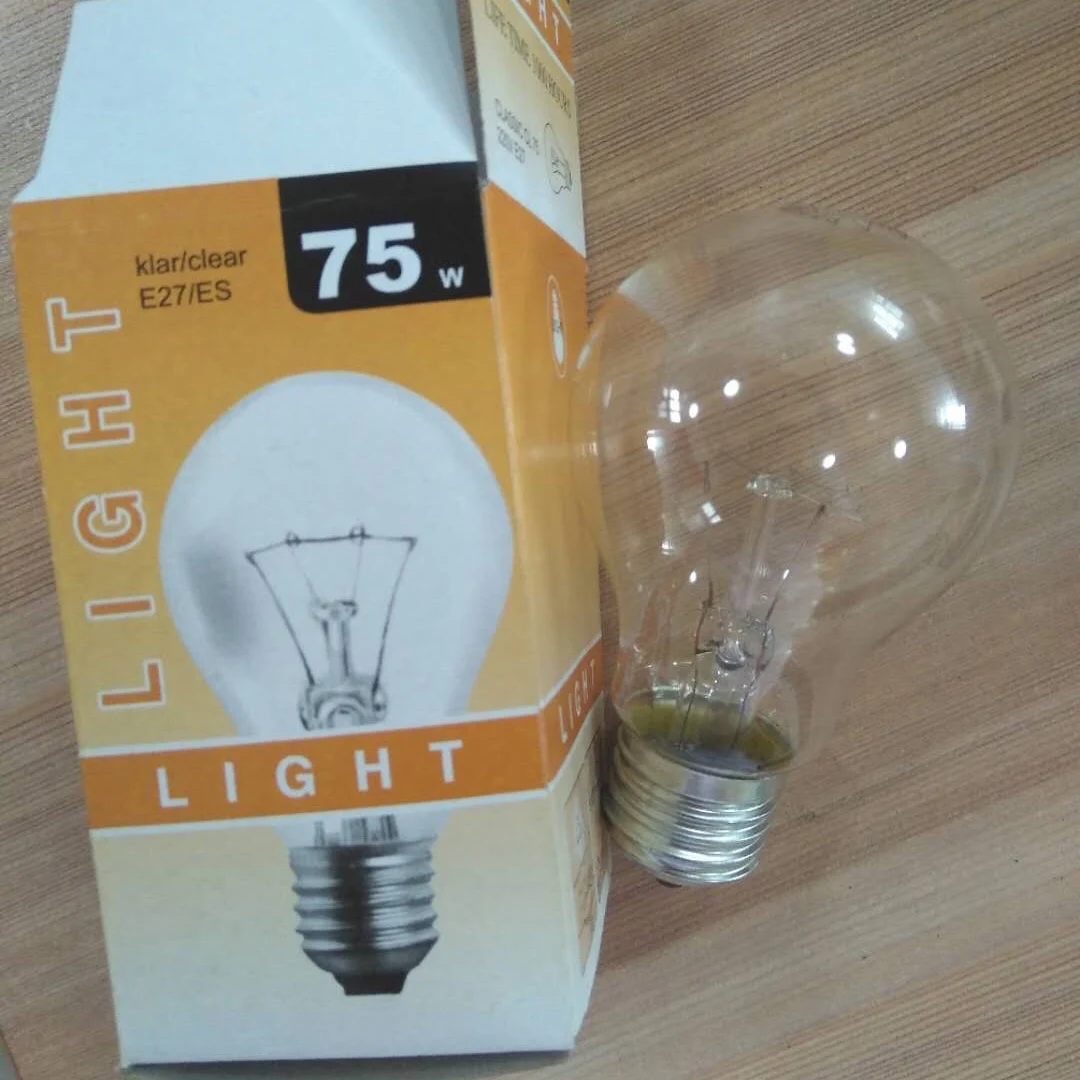 A55 A60 40w 60w 75W 100W E27 B22 clear incandescent bulbs