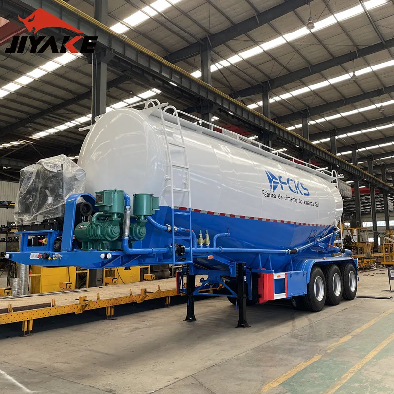 2024 Year White and Blue Factory Direct Supply 3 axle 50cbm pneumatic dry bulk powder cement carrier semi trailer tanker truck