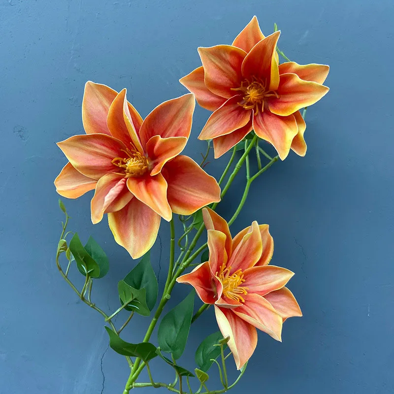 3D printing real touch lilies latex 3 heads artificial flowers lily for home decoration