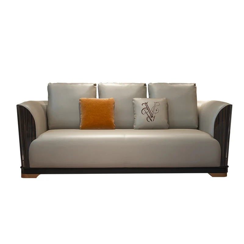 New Chinese style combination furniture black gold wood color fabric living room corner solid