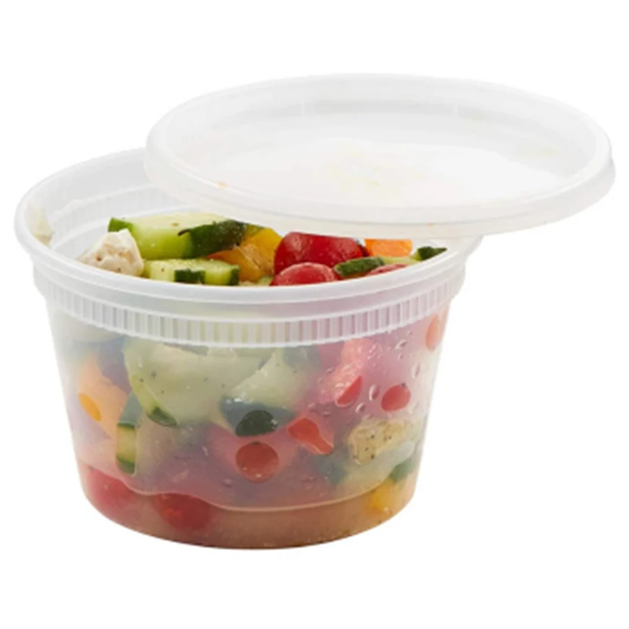16 oz Plastic Deli Container With Lids For Food 8 oz Round Jars