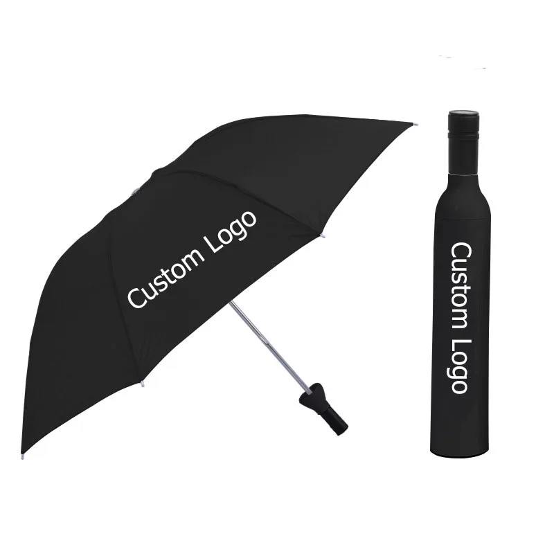 Wholesale High Quality Wine Bottle Umbrella Custom Advertising 3 Folding 8K Wine Bottle Shaped Umbrellas