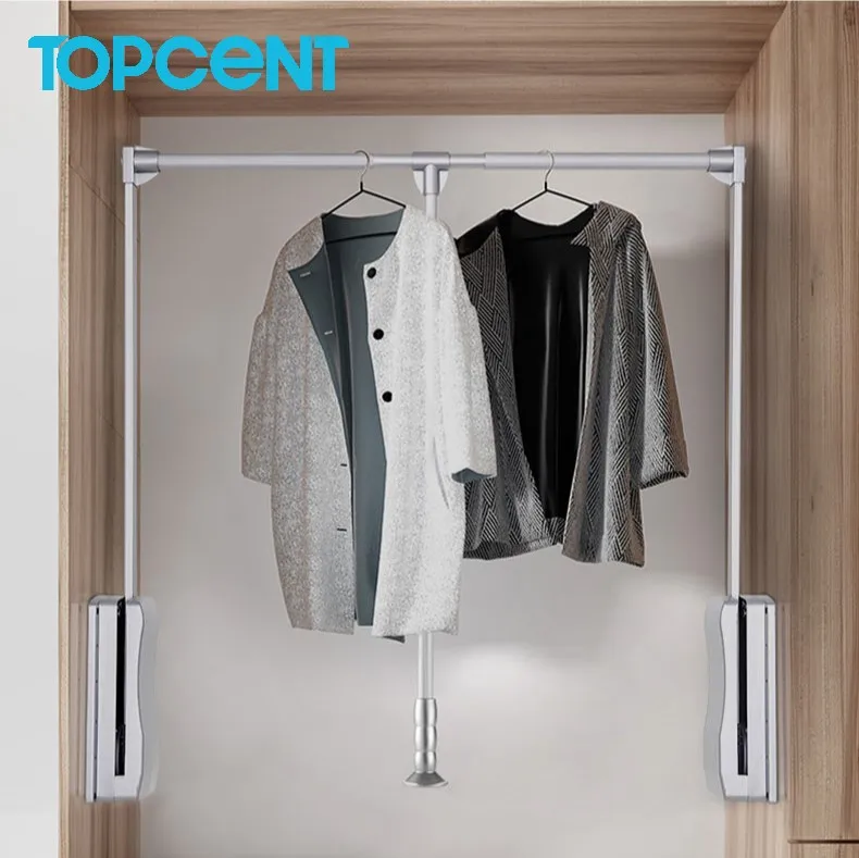 Topcent Closet Organizer System Pull Down Wardrobe Lift Clothesline Pole Cloakroom Hanger Rod