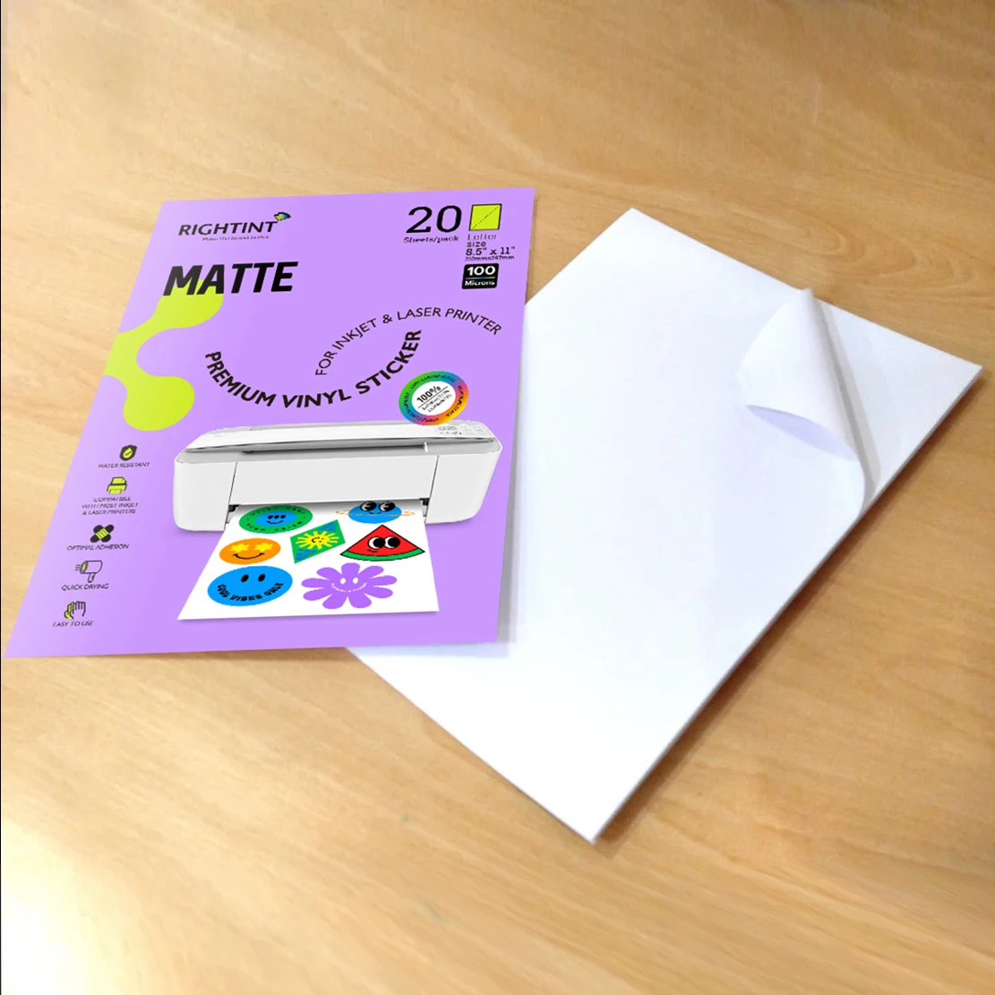 Premium A4 Adhesive Label Inkjet Synthetic Paper Sheets Matte White PP Label Stickers