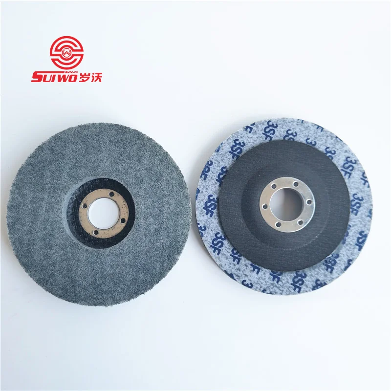 Non woven right angle deburring disc for pipe weld finishing and polishing EXL Disc 2S 3S 7S MED/FIN