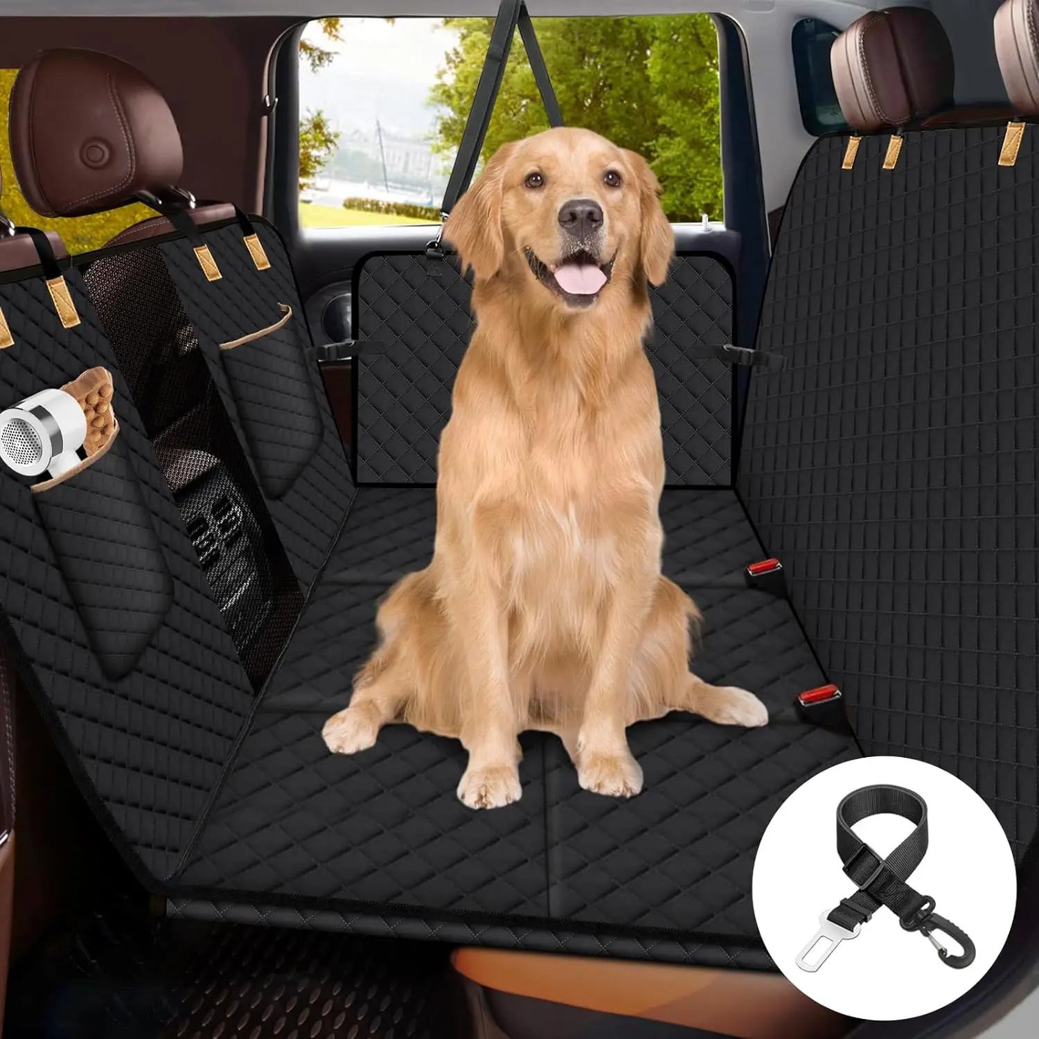 Factory Wholesale 600D Pet Hard Bottom Car Seat Cover Hammock Car Seat Cover Back Seat Extender for Large Dog