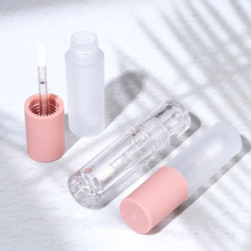 Customization 3ml cosmetic packaging fully transparent clay empty bottle rubber texture lip gloss tube plastic 9