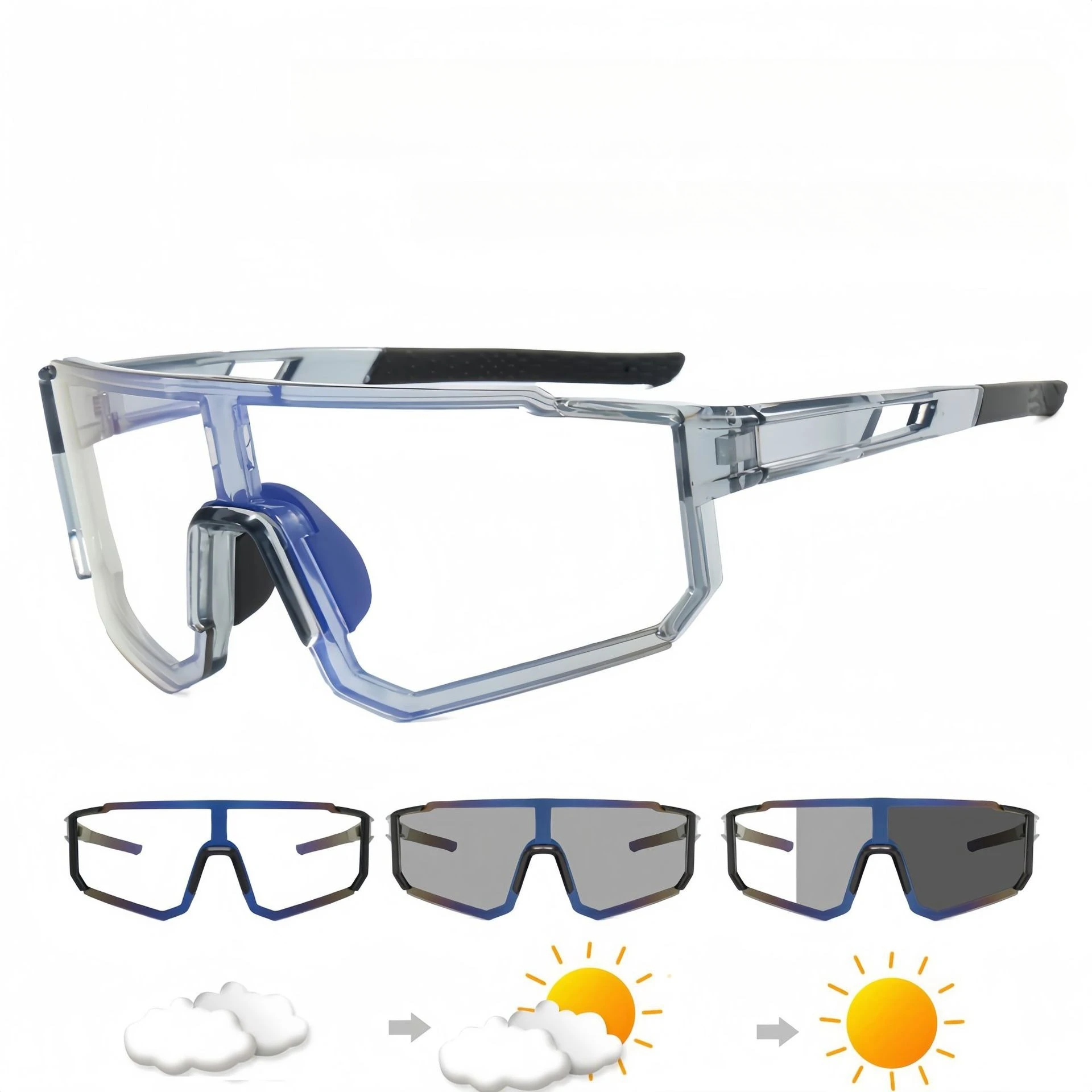 New Discoloration Sports Glasses Photochromic Cycling Fishing Men Women Sunglasses Bicycle Eyewear Lenses