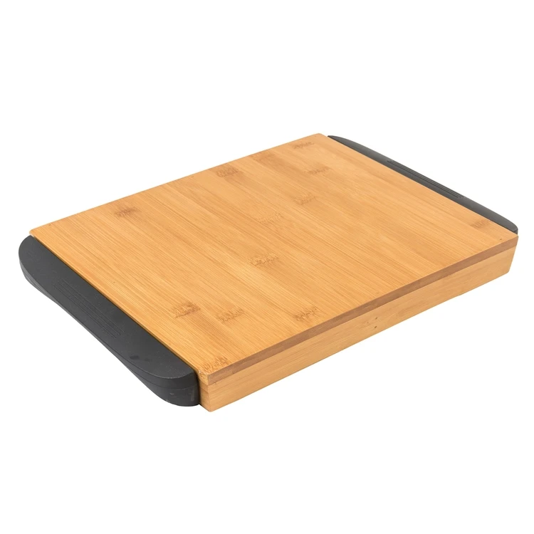 100% Natural bamboo cutting board chopping board with plastic sliding tray