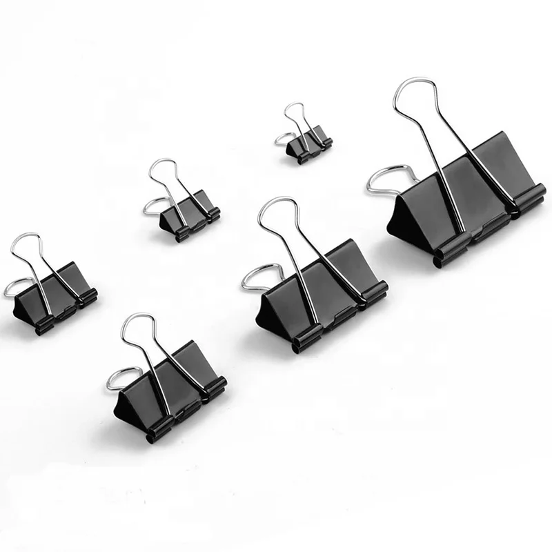 Popular Officer Extra Black Binder Clips Paper Clamps for Office And School Memo Clip  Different Size 15 19,25,32,41,51