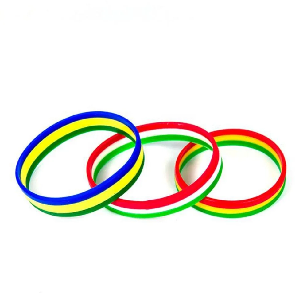 Customized Personalized Country Flag Layer Tricolors Strips Printing Sports Silicone Rubber Wristband Hand Bracelet Band
