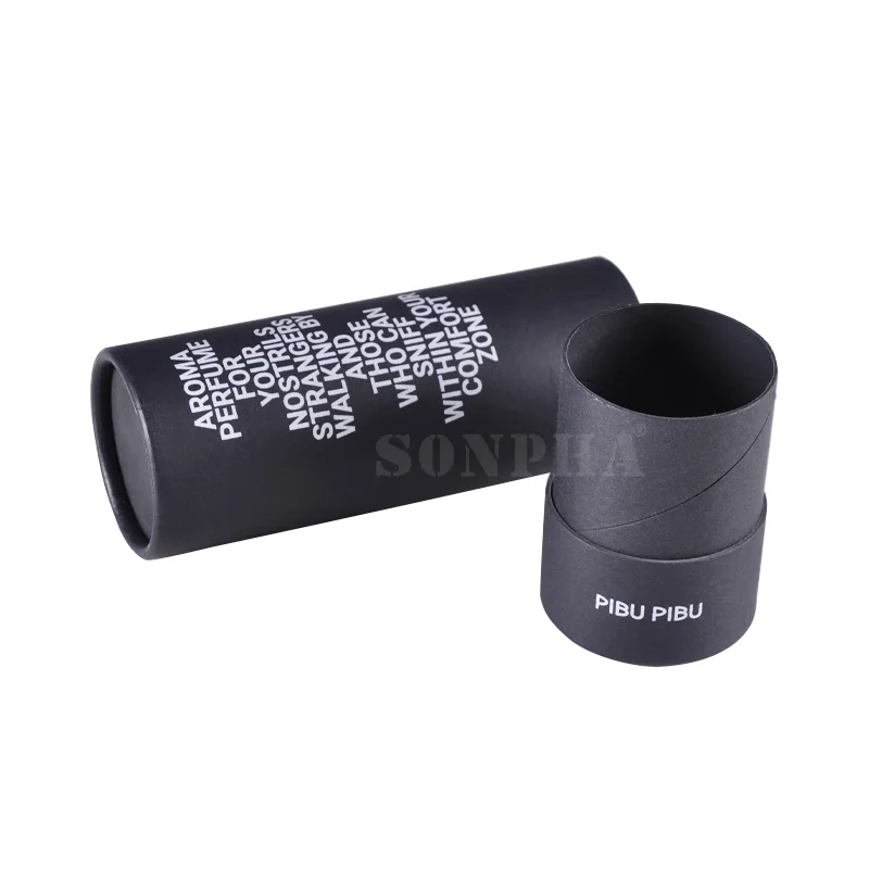 High End Ecommerce Black Luxury Eco Friendly Perfume Small Paper Round Box Tube Packaging Custom Printing Cylinder Paper Tube