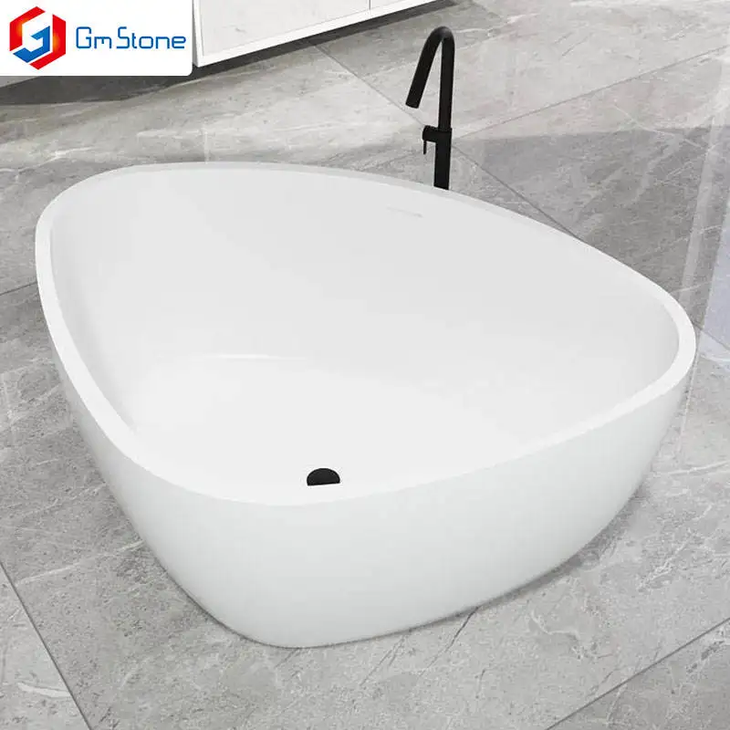Italian Style Series Triangle Artificial Stone Acrylic Bathtub For Adult Freestanding Soaking Bathtub