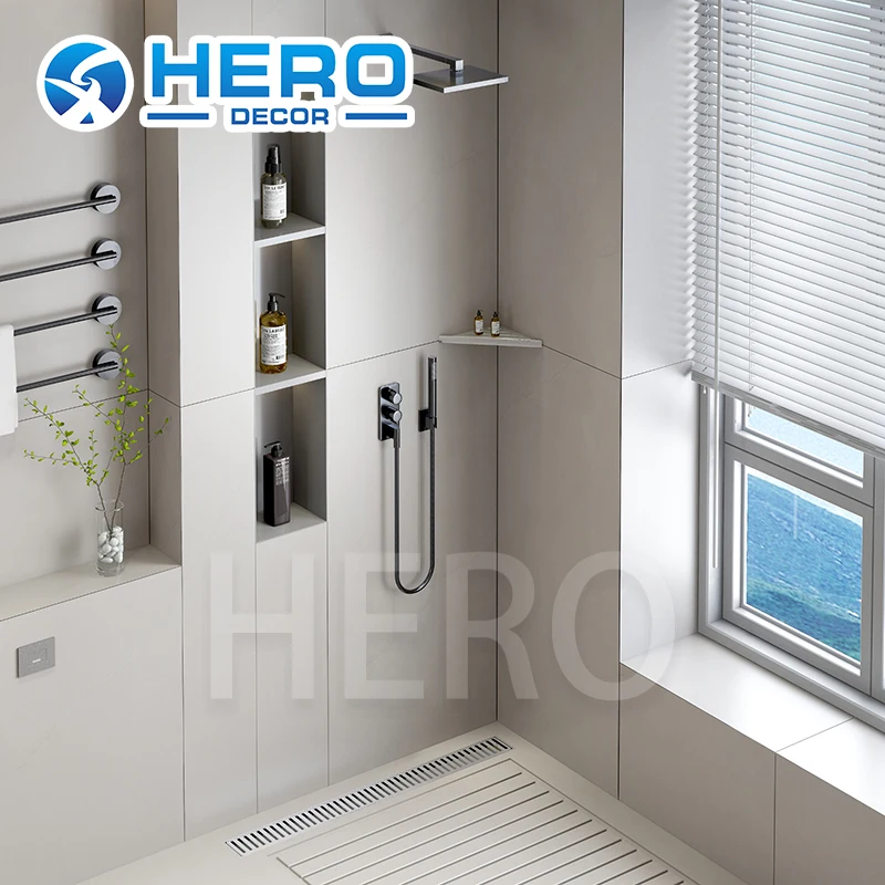 New Design Brushed Shower Shelf Bathroom Accessories Wall Stainless Steel Bathroom Shelf For Washroom