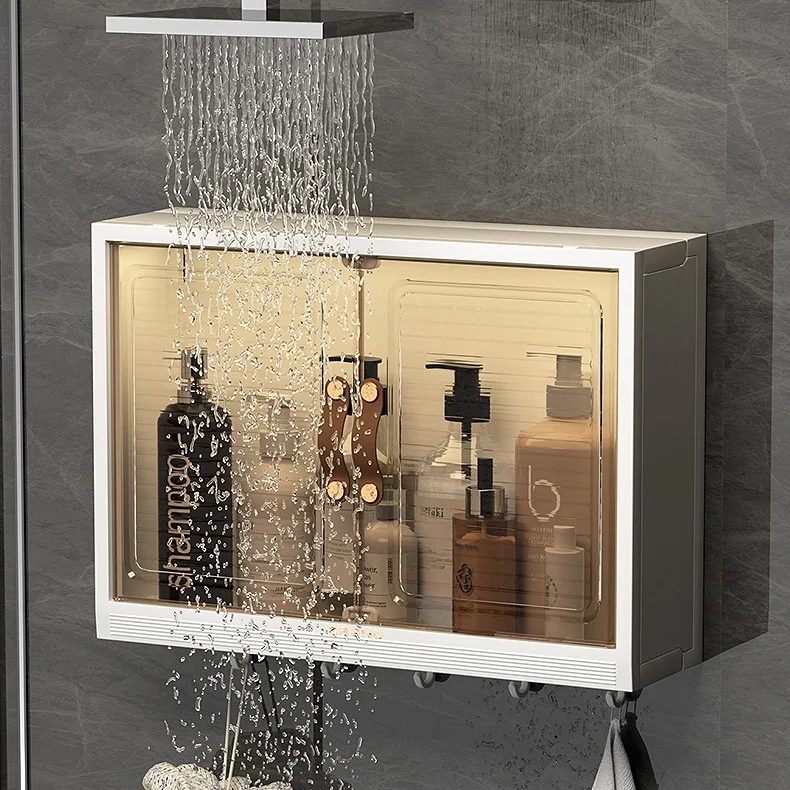 Modern Wall Mounted Clear Plastic Cosmetic Storage Box Makeup Organizer with Dividers Wholesale Price for Bathroom Use
