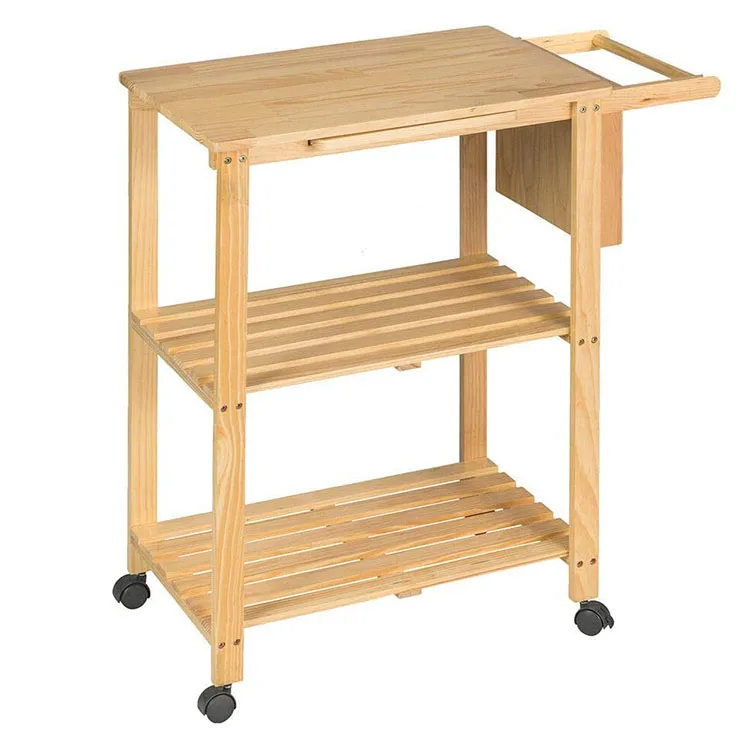 Kitchen Food Storage Shelf with Wheels Storage Serving Rolling Trolley Cart