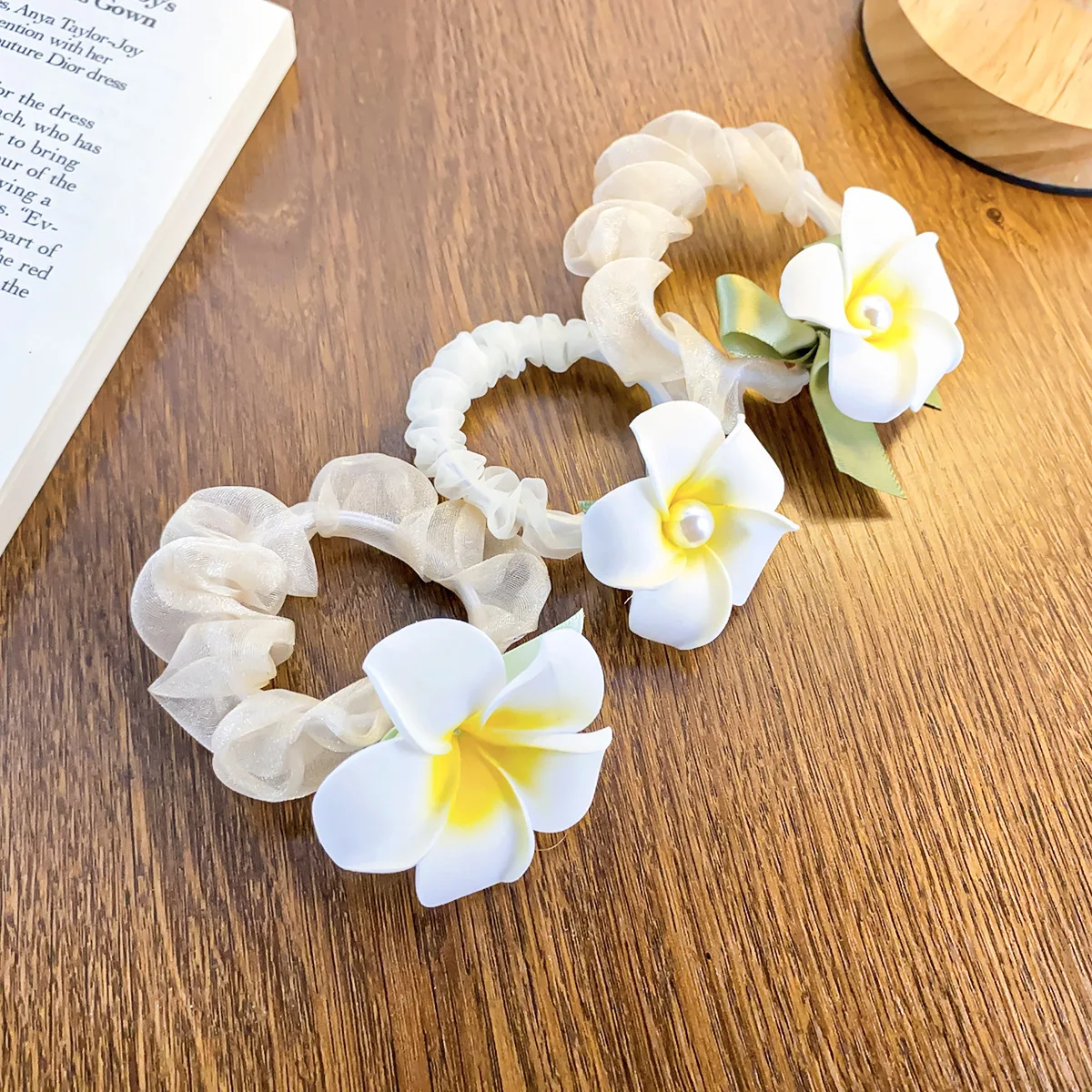 MIO flower hair band with artifical flower big foam hawaii flowers elastic plumeria hair rubber band beach daily