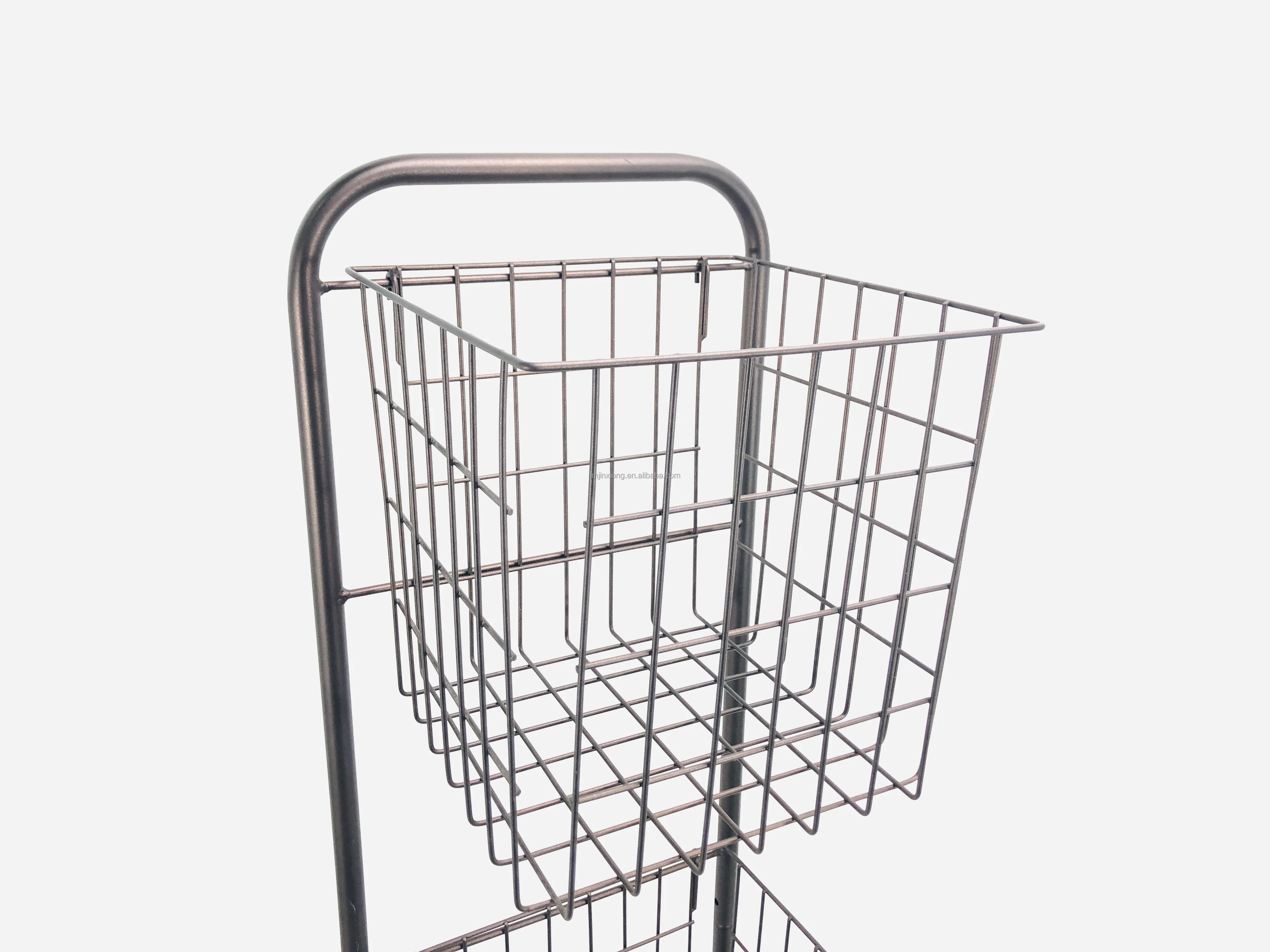 2 Tier Rolling Laundry Hamper with 2 Removable Wire Basket Metal Sorter Storage Trolley Shelf Basket with Wheel