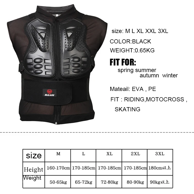 Moto Armor Motorcycle Jacket Body Protection Skiing Body Armor Spine Chest Back Protector Protective Gear for lady and man