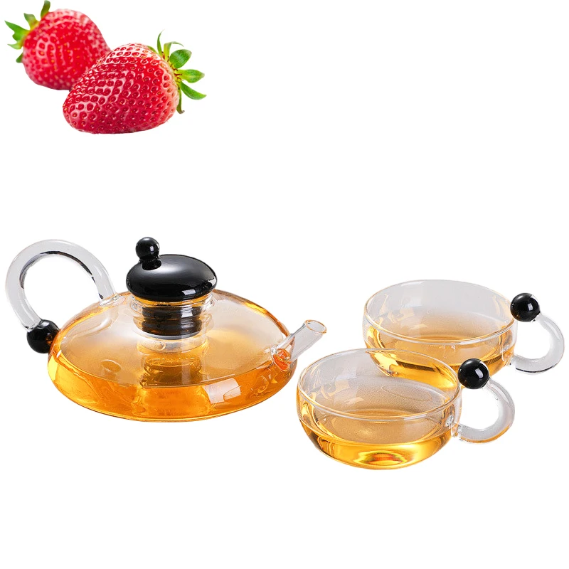 Modern Heat-Resistant Mouse Food Grade Borosilicate Moroccan Glass Teapot With Colored Handle Coffee Jug with Filter