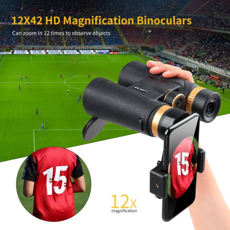 K&F Concept 12x42 high powerful digital hunting binoculars bak4 night vision goggles binoculars for adults