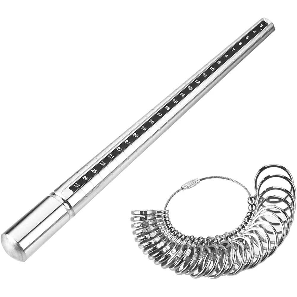 Jp 1-28 Finger Measuring Stick Ruler Gauge with 28 Circle Ring Sizer Measuring Tool for Man or Women Jewelry