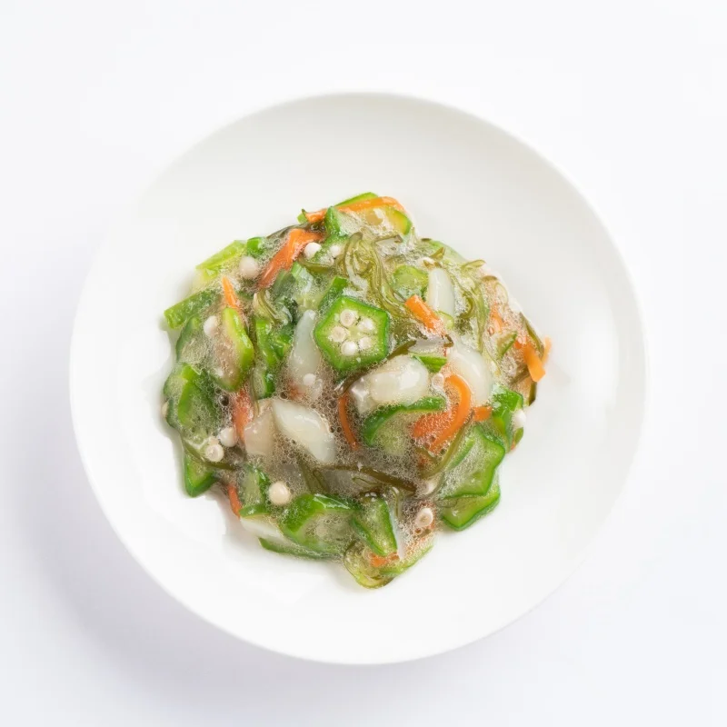Delicately Prepared Seafood snacks Premade Marinated Okra with Squid Suitable For Upscale Restaurants And Fine Dining Occasions