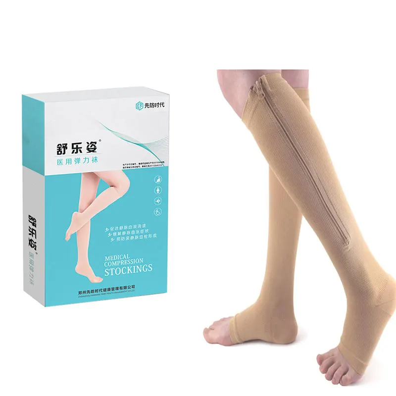 anti embolism stockings medical compression open toe varicose vein socks with zipper