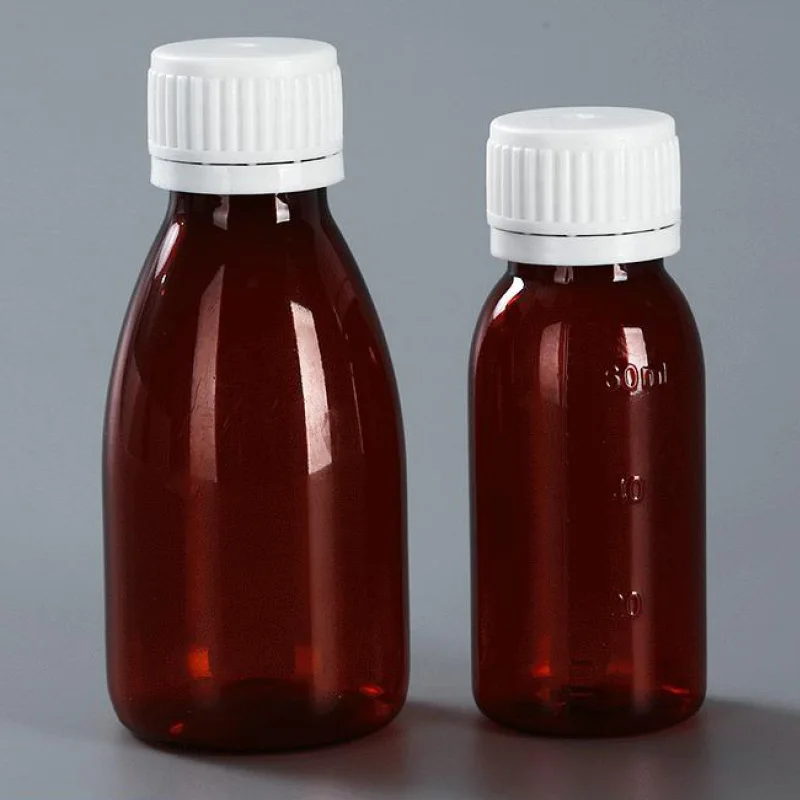 Food Grade Packing Empty Brown Plastic Cough Syrup Bottle For Packaging